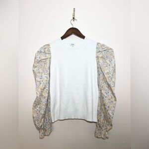 FATE Puffed Sleeve Long‎ Sleeve Sweater Blouse Floral White | Small